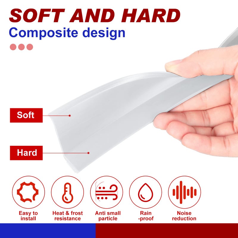 نوجو شريط مانع لتسرب الماء لأبواب المرآب، شريط مانع للتسرب من الأعلى والجوانب، شريط مانع لتسرب الماء لأبواب المرآب من مادة PVC مع براغي (أبيض، 50 قدمًا) - Image 3